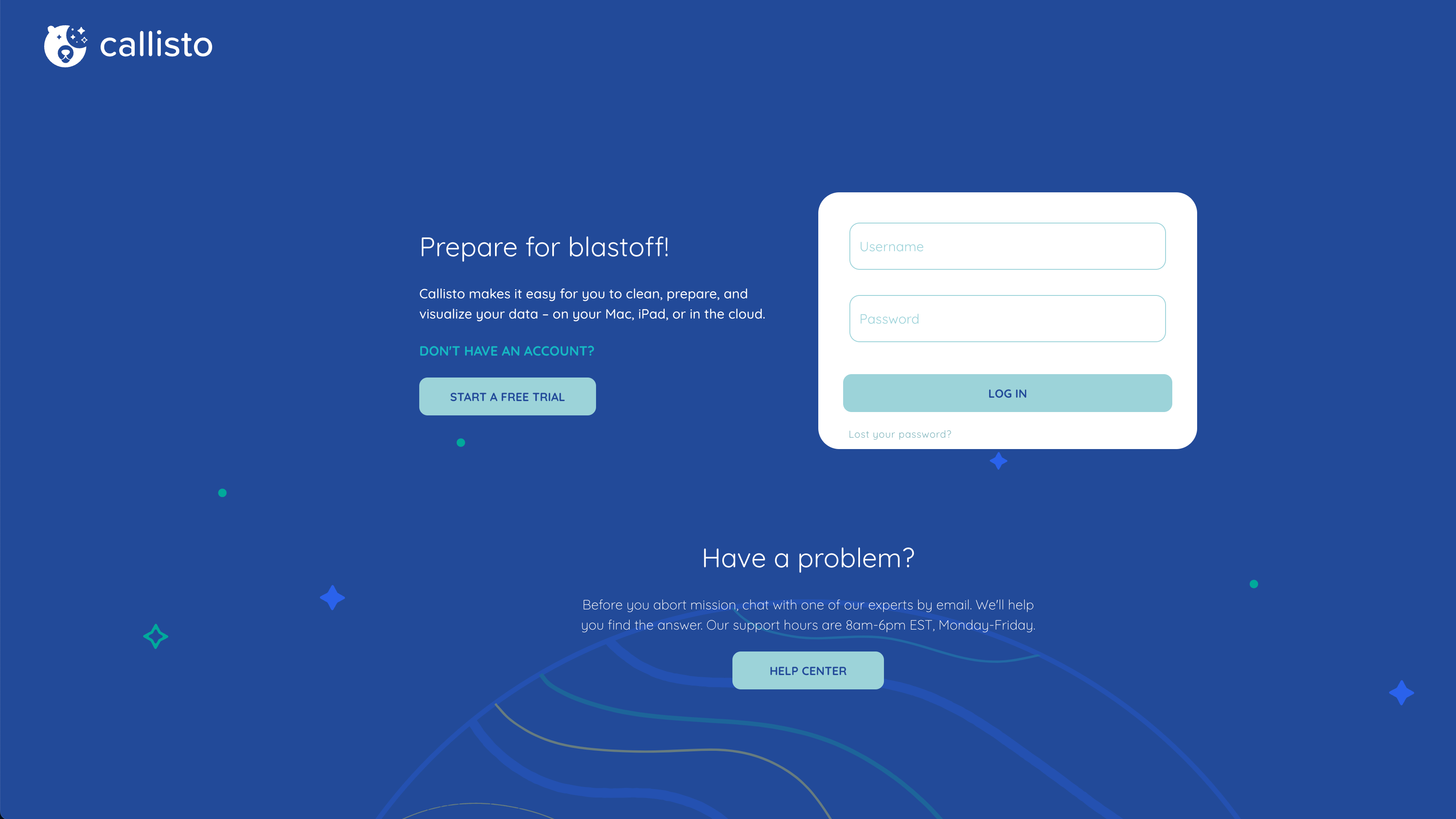Callisto Login Screen