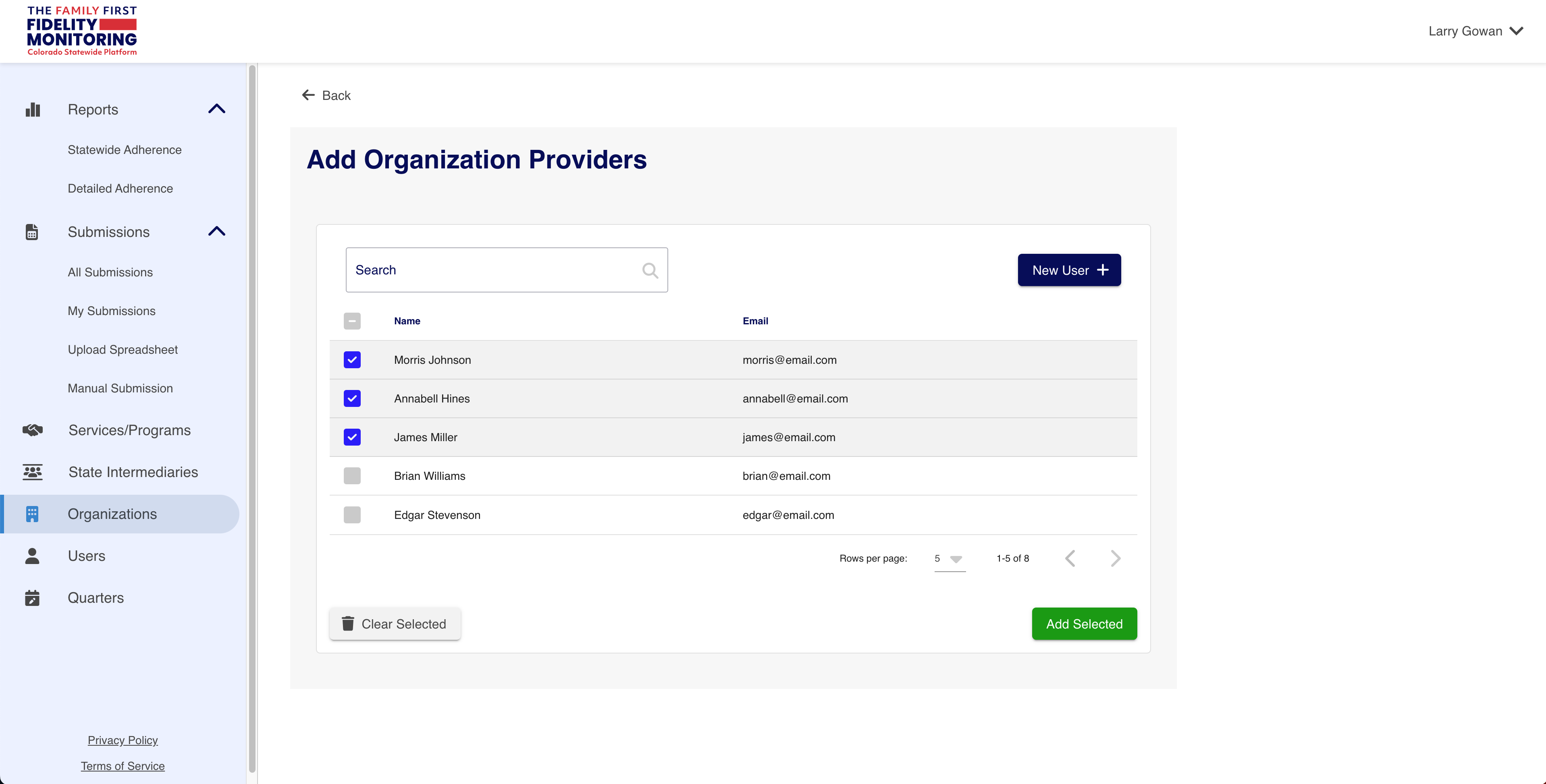 Page for Organization admins to add providers